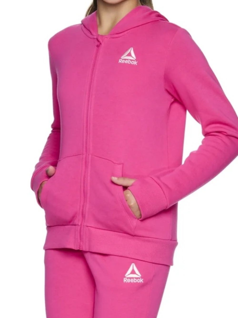 Reebok Girls Hot Pink Hoodie & Pants Activewear Casual Set Size M/L